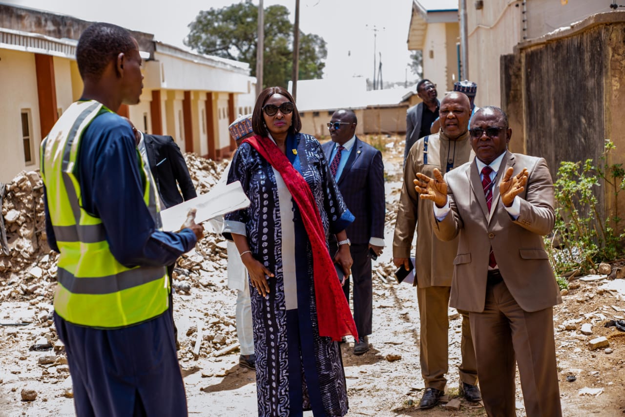 Perm Sec on inspection tour of on-going renovation work at National Orthopaedic Hospital Jos on 3rd April 2024
